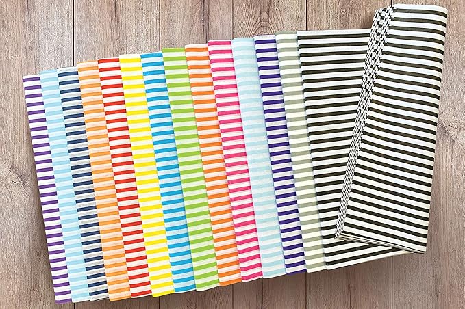 Flexicore Packaging Hot Pink Pin Stripe Print Gift Wrap Tissue Paper Size: 15 Inch X 20 Inch | Count: 100 Sheets | Color: Hot Pink Pin Stripe