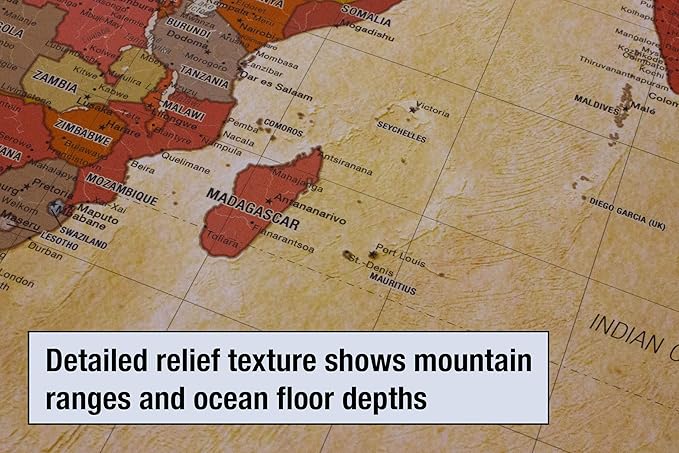 Laminated World Pioneer Map Poster | Vintage Style Map | Includes The Most Legible Location Labels | 36” x 24” | Shipped Rolled in a Tube, Not Folded | Great for The Home or Classroom