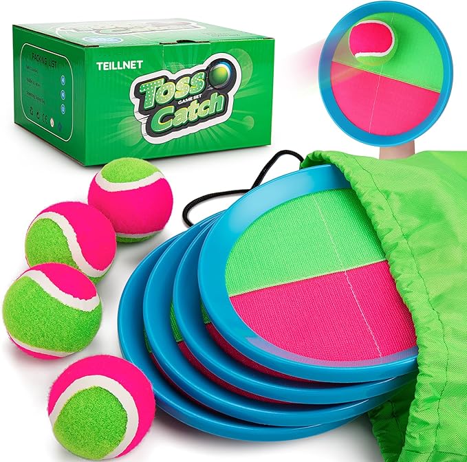 Toss and Catch Ball Set Upgraded - Kids Toys Outdoor Games for Whole Family - Water-Resistant Great for Beach Pool Yard Games - Classic Gift for Boys Girls 3 4 5 6 7 8 9 10 11 12+ Years Old