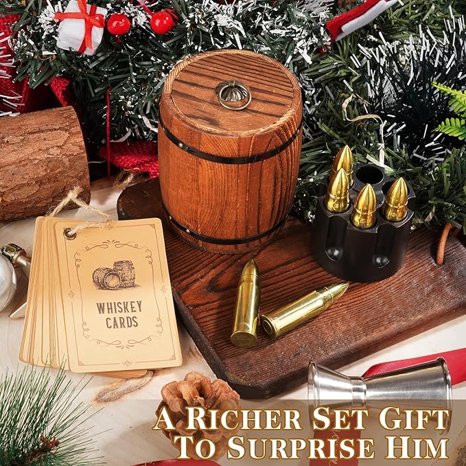Oaksea Whiskey Stones Gifts Set for Men Dad Him Christmas, Reusable Stainless Steel Ice Cubes for Drinking, Anniversary Birthday Gifts for Husband, Boyfriend, Brother, Bourbon Man Cave Cool Stuff