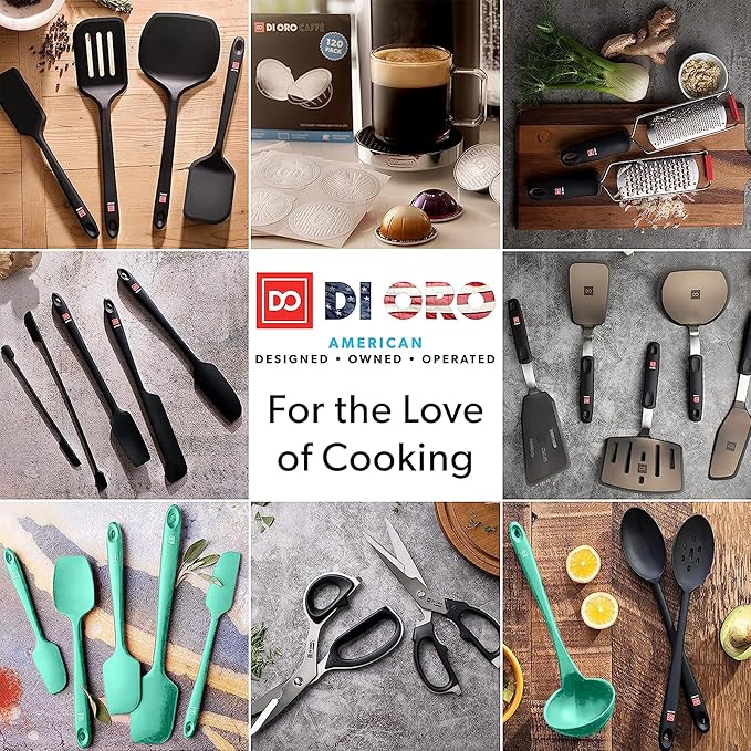 DI ORO Silicone Spatula Set - Rubber Kitchen Spatulas for Baking, Cooking, & Mixing - 600°F Heat-Resistant & BPA Free Silicone Scraper Spatulas for Nonstick Cookware - Dishwasher Safe (4pc, Mint)