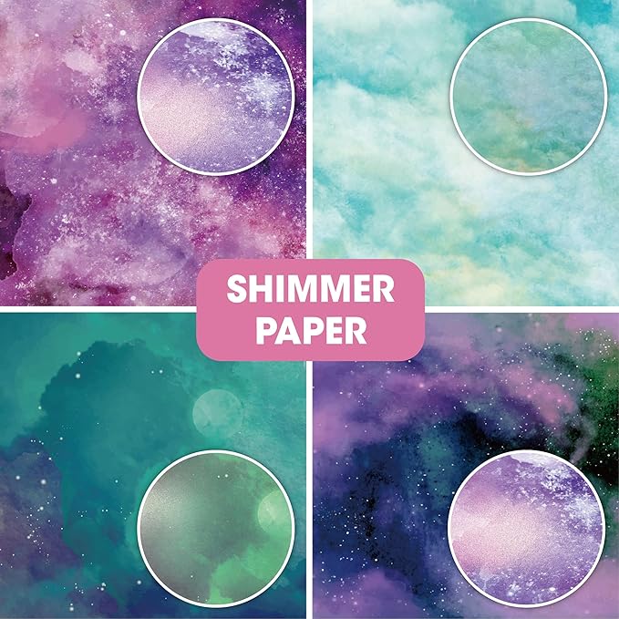 48 sheets 6 X 6 Scrapbooking Cardstock Decorative Paper Pack - Shimmer Watercolor - for Card Making Journaling Planner Origami Scrapbook Paper Scrapbook Materials Supplies