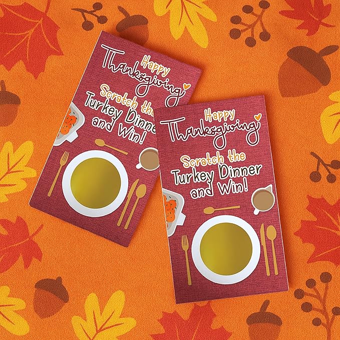 DISTINCTIVS Thanksgiving Party Game, 30 Player Scratch Off Cards, Friendsgiving Party Games