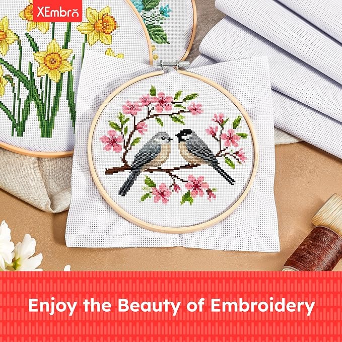 12 PCS Aida Cloth 14 Count White Cross Stitch Fabric for DIY Craft Embroidery, Handmade Needlework, Home Decoration (7.8 x 7.8 Inch)