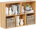 Wooden Cube Storage Organizer with Closed Back Panel, 11in Cube Shelf Opening, Bookshelf, Display Shelf,Closet Cabinet for Home and Office (Natural Oak, 5-Cube 35.98L*9.45W*24.09H)