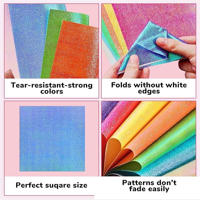Textured Origami Paper 6x6 Inches - 50 Sheets Durable and tear-resistant with Artistic Patterns - Premium Craft Paper for Beginners & Experts, Ideal for Scrapbooking, Card Making and DIY Crafts