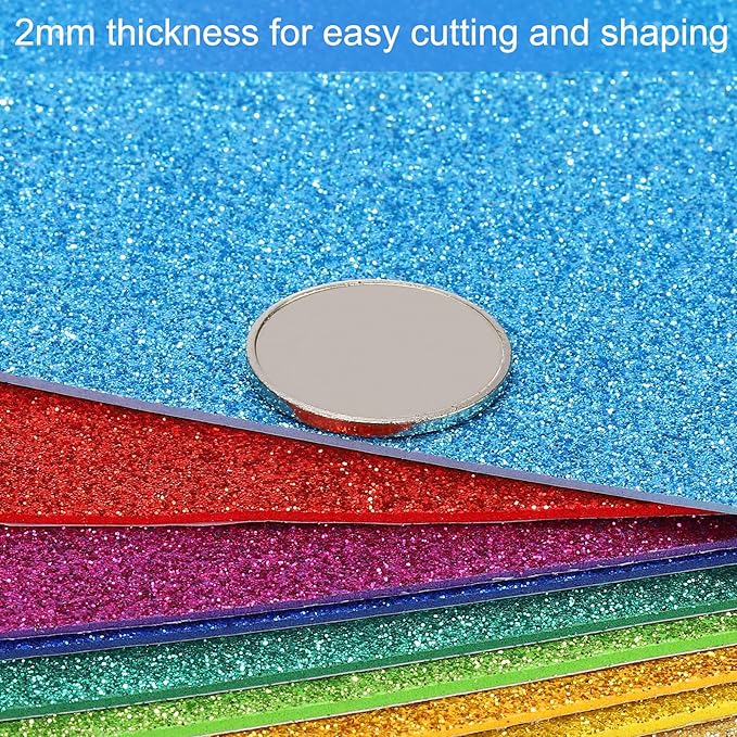 PATIKIL 2mm(1/10") Thick Non Adhesive Glitter Foam Sheet 16x24inch(40x60cm) Dark Purple, EVA Shiny Foam Board for Craft, 6 Pcs
