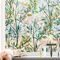 NINETREX Stained Glass Window Film 3D Decorative Cling, Sun Blocking Static Cling Removable Film for Glass Door, Home Decor Window Cover Non-Adhesive 29.5 x 157.4 inches, Leaf