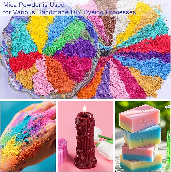 MTBJZJ Mica Powder for Resin, 25 Colors - 20g/Bottle of Epoxy Resin Color Pigment,for Candle Dye, Lip Gloss Pigment, Soap Making, Slime Colorant, Paint, Bath Bombs,Nail Polish and Eye Shadow