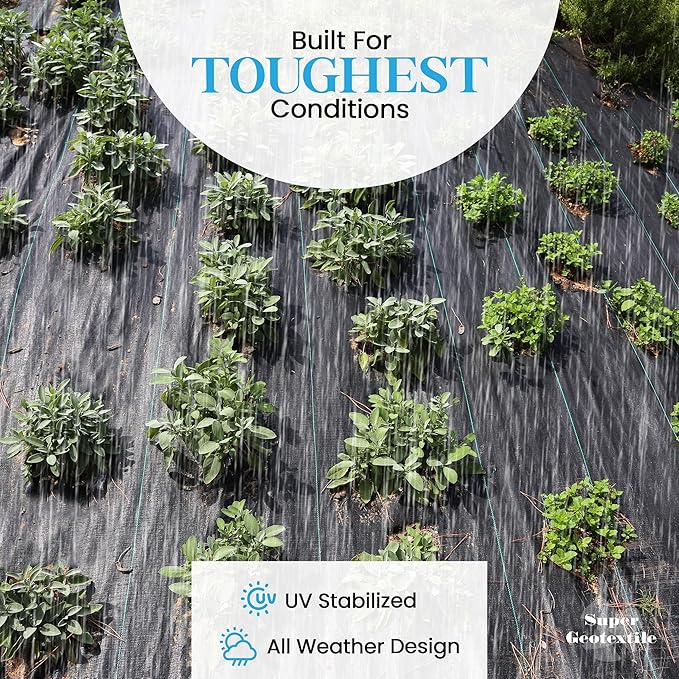 Woven Geotextile Fabric for Driveway and Road Stabilization, Construction Underlayment, Erosion Control, Commercial Grade 50 Year for Gravel Roads and Pavers (12.5x30) Ships Folded