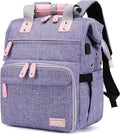 Crochet Backpack,Knitting Bag Backpack Yarn Storage Organizer Travel Crochet Bag with USB Charging Port,Large Yarn Tote Bag, Purple, Crochet Backpack, Travel