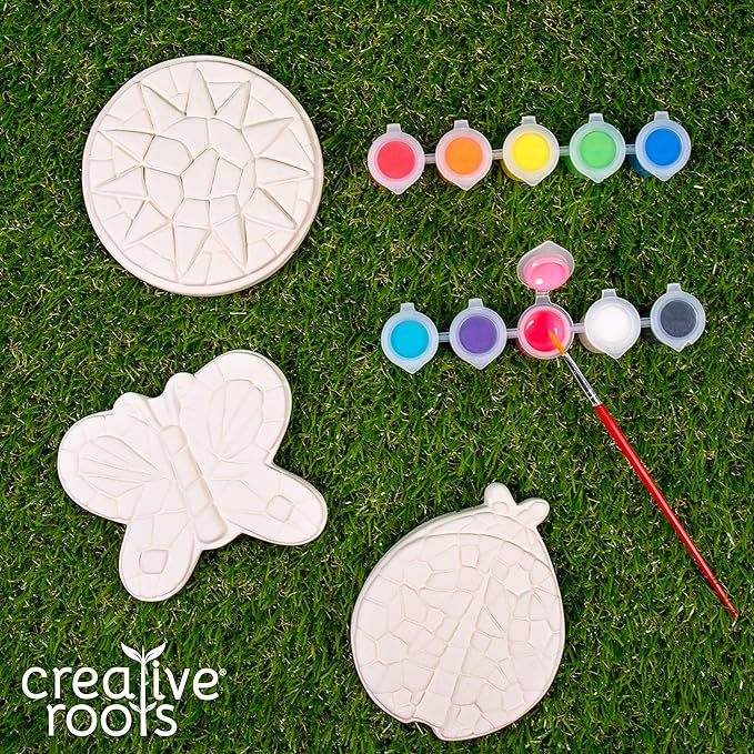 Creative Roots Paint Your Own Butterfly, Ladybug & Sun Stepping Stone by Horizon Group USA, 1 box of 3 count